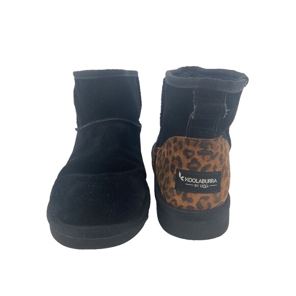 UGG Kookaburra Koola Sz 7 Short Pull On Winter Boot Black Brown Ankle Bootie - Picture 12 of 12